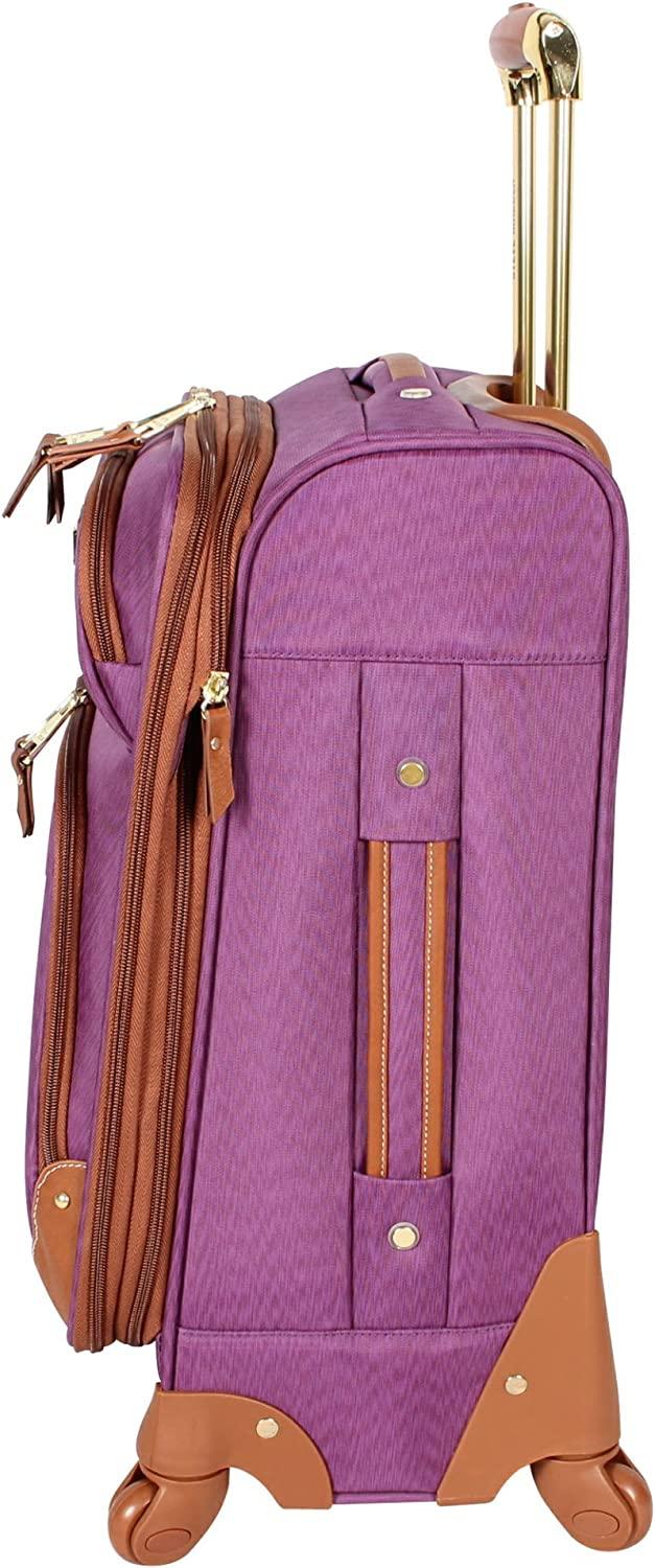 er Luggage Collection - Lightweight Softside Expandable Suitcase for Men &amp; Women - Durable 20 Inch Carry On Bag with 4-Rolling Spinner Wheels (Global Purple)