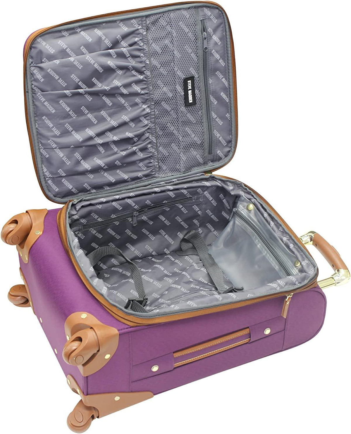 er Luggage Collection - Lightweight Softside Expandable Suitcase for Men &amp; Women - Durable 20 Inch Carry On Bag with 4-Rolling Spinner Wheels (Global Purple)