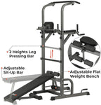 Kicode Power Tower with Bench, Pull Up Bar Dip Station, Height Adjustable Pull Up Tower, Multifunctional Training for Indoor Home Gym