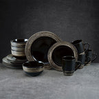 Bryson Black 16 Piece Dinnerware Set, Service for 4