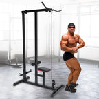 Abcnature Exercise Pulldown Weight Machine Adjustable Height Body Lat Pull Down Machine Low Bar Cable for Strengthening Many Muscle Groups Max Capacity 395lb Black