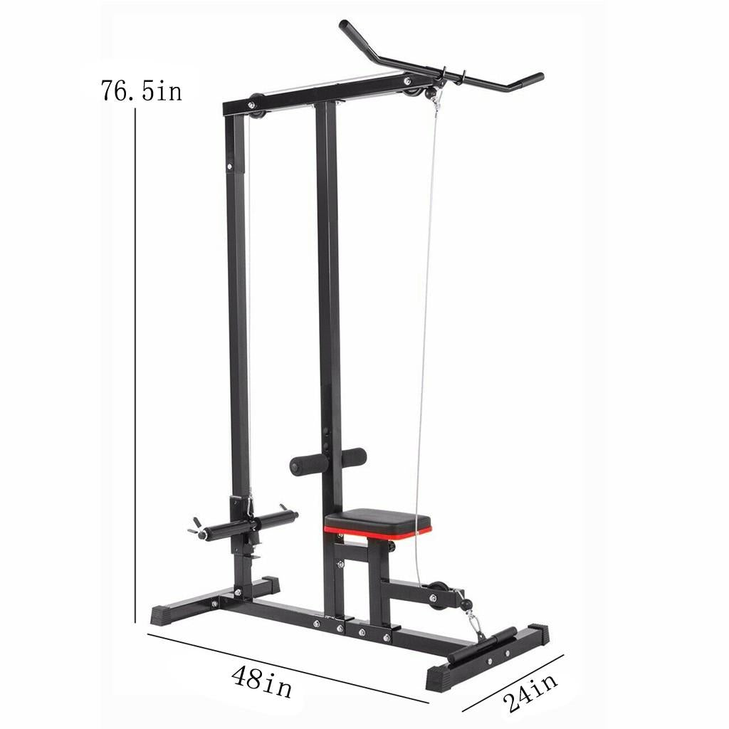 Abcnature Exercise Pulldown Weight Machine Adjustable Height Body Lat Pull Down Machine Low Bar Cable for Strengthening Many Muscle Groups Max Capacity 395lb Black