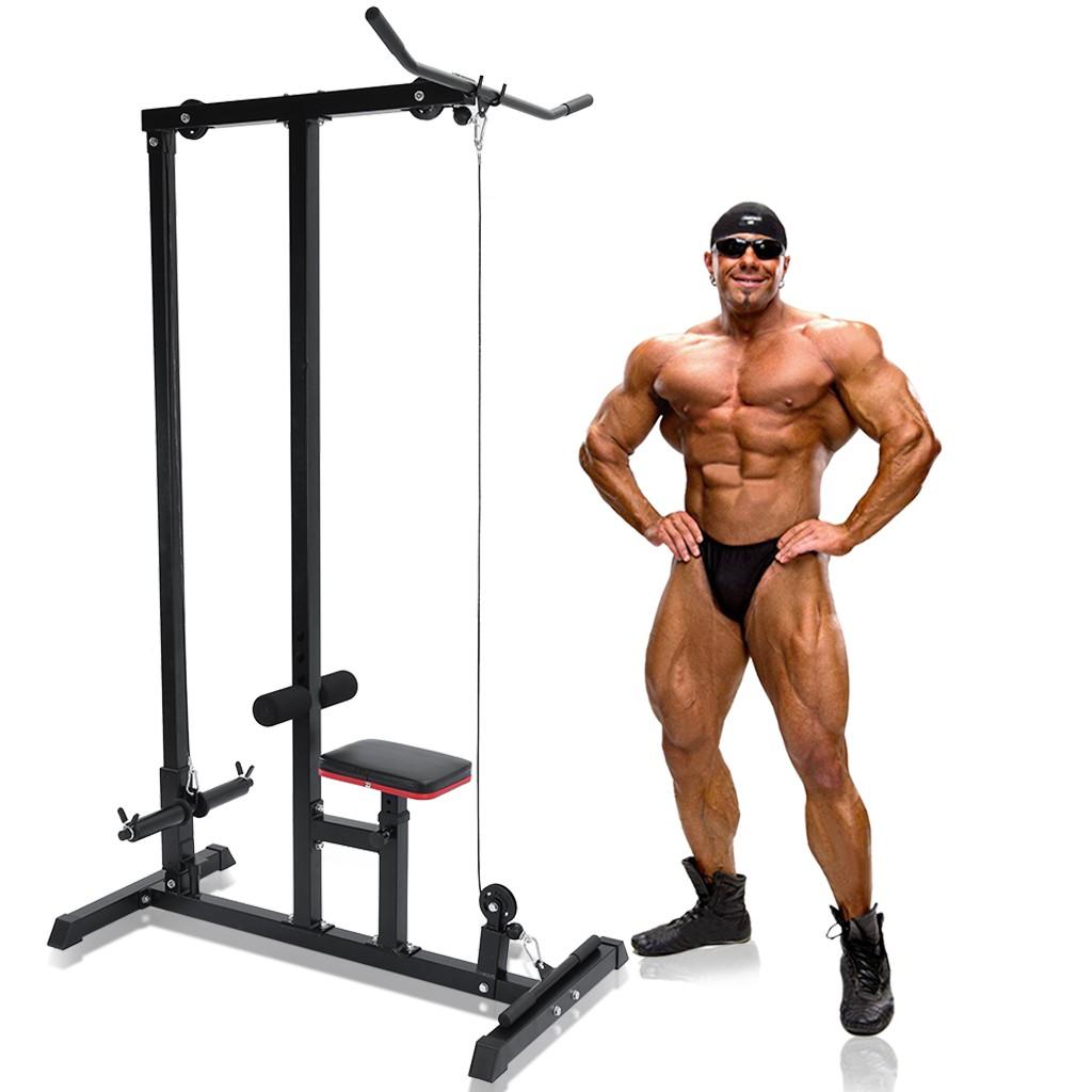 Abcnature Exercise Pulldown Weight Machine Adjustable Height Body Lat Pull Down Machine Low Bar Cable for Strengthening Many Muscle Groups Max Capacity 395lb Black