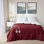 Gracie Mills Polyester Fleece to Sherpa Heated Blanket with Burgundy Finish ST54-0142