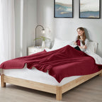 Gracie Mills Polyester Fleece to Sherpa Heated Blanket with Burgundy Finish ST54-0143