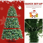 7 ft. Pre-Lit Snowy Artificial Christmas Tree Hinged Tree 11 Flash Modes with 450 Multi-Color Lights