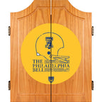 VAF 21 in. Philadelphia Bell Wood Dart Board Cabinet Set