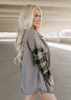 plaid french terry shacket