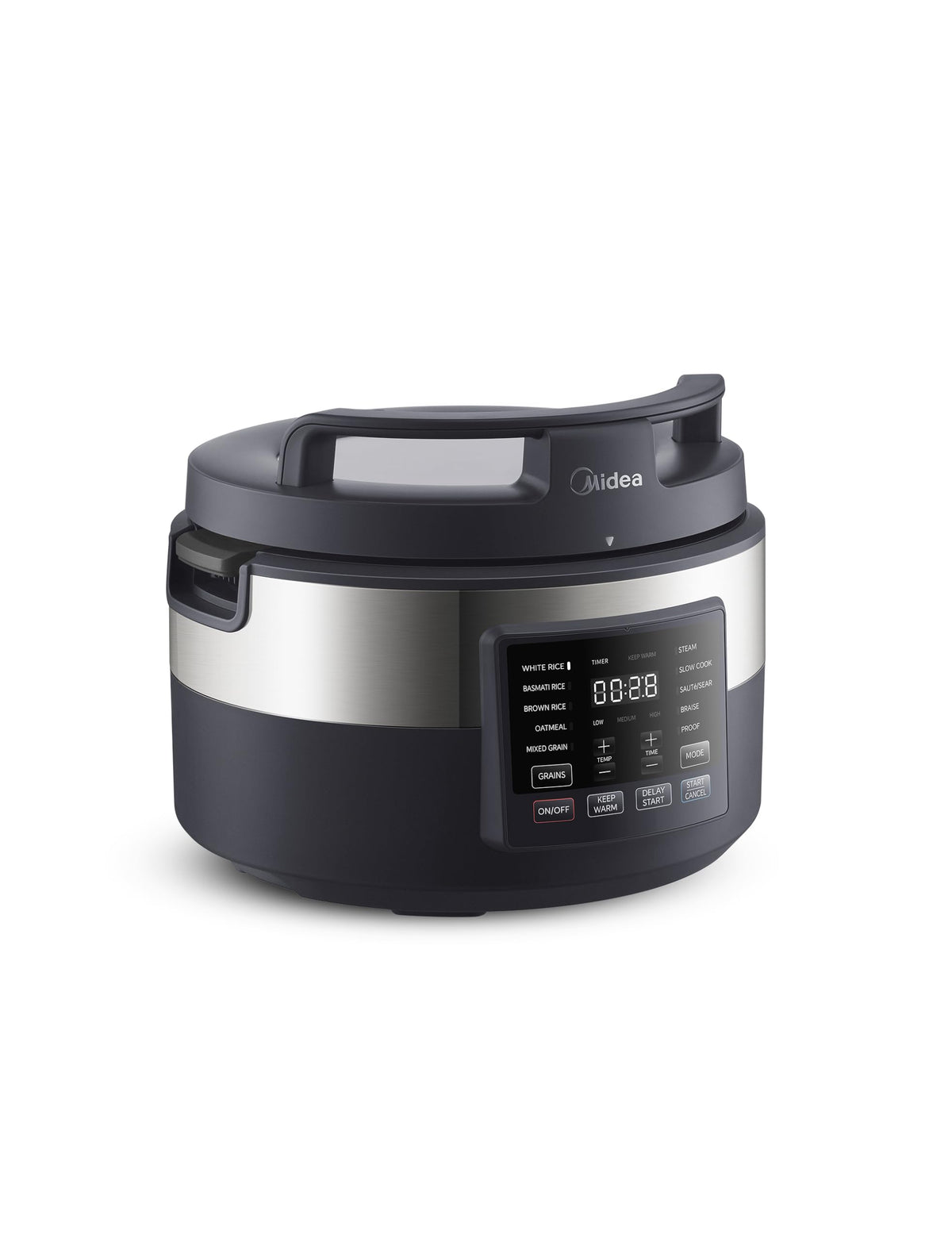 Rice Cooker for 8-Cups Uncooked Rice with 10 Multifunction CooPrograms Including Sauteing, Steaming, and Simmering, Features a Non-Stick Inner Pot with Handles and Glass Lid