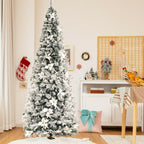 Artificial Christmas Tree Snow Flocked Big 8 ft Green Xmas Decor Realistic Stand