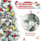 Artificial Christmas Tree Snow Flocked Big 8 ft Green Xmas Decor Realistic Stand