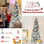 Artificial Christmas Tree Snow Flocked Big 8 ft Green Xmas Decor Realistic Stand
