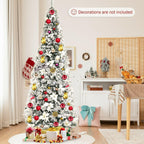 Artificial Christmas Tree Snow Flocked Big 8 ft Green Xmas Decor Realistic Stand