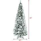 Artificial Christmas Tree Snow Flocked Big 8 ft Green Xmas Decor Realistic Stand
