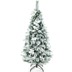 Artificial Christmas Tree Snow Flocked Big 8 ft Green Xmas Decor Realistic Stand