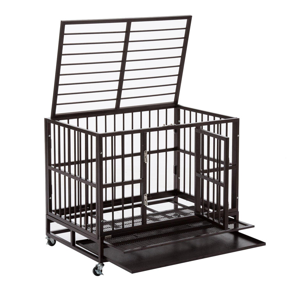 Bestmart INC Heavy Duty Dog CaCrate Kennel Metal Pet Playpen Portable w/Tray