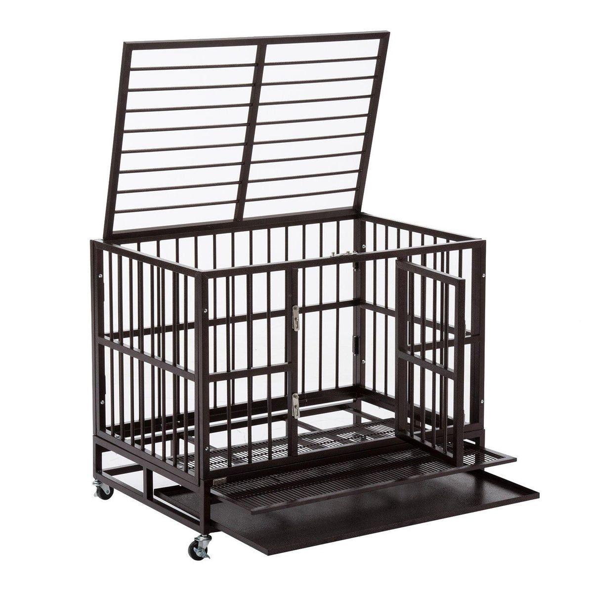 Bestmart INC Heavy Duty Dog CaCrate Kennel Metal Pet Playpen Portable w/Tray
