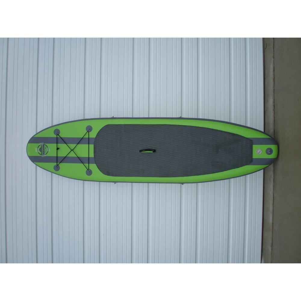 10 ft. Green PVC SUP Inflatable Backpack Paddle Board Sport with Adjustable Paddle