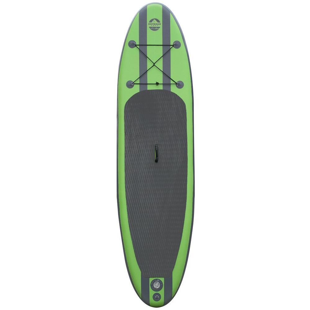10 ft. Green PVC SUP Inflatable Backpack Paddle Board Sport with Adjustable Paddle