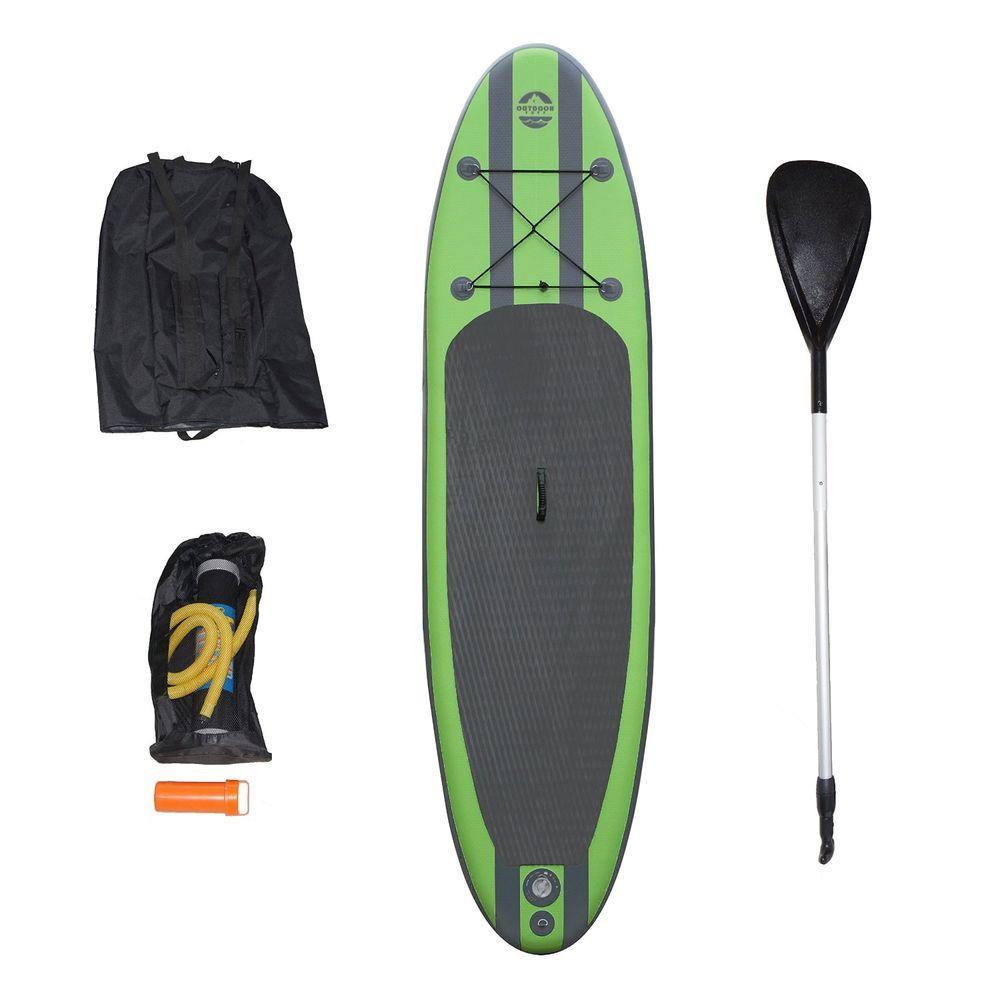 10 ft. Green PVC SUP Inflatable Backpack Paddle Board Sport with Adjustable Paddle