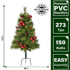 30 in. Christmas Joyful Walkway Trees with Led Lights, Pinecones, Berries and Ornaments