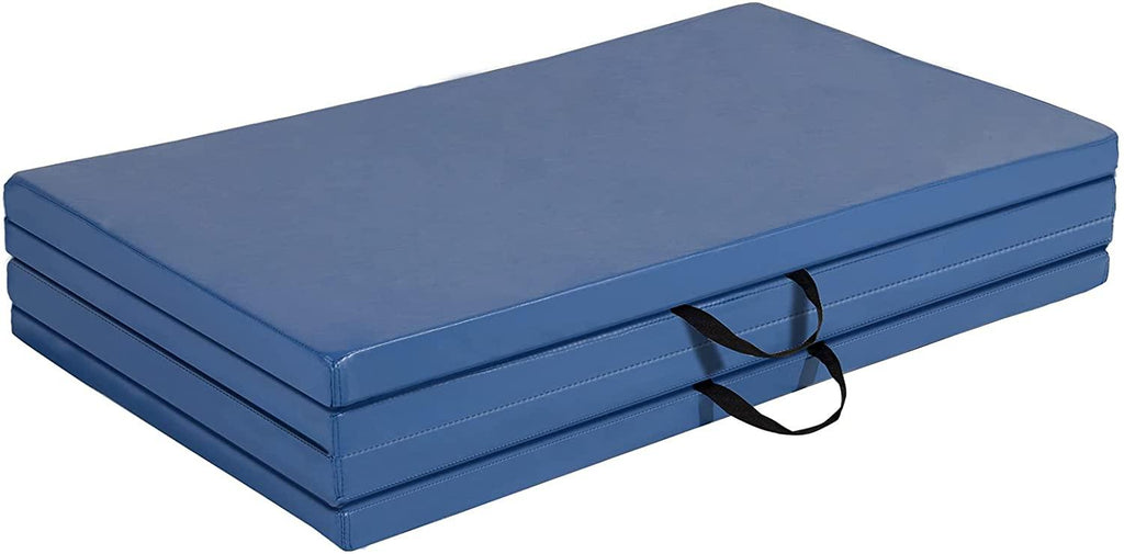 Polar Aurora 4'x8'x2'' Pu Leather Folding Gymnastics Gym Tumbling Exercise Martial Arts Mat Pad(Blue)