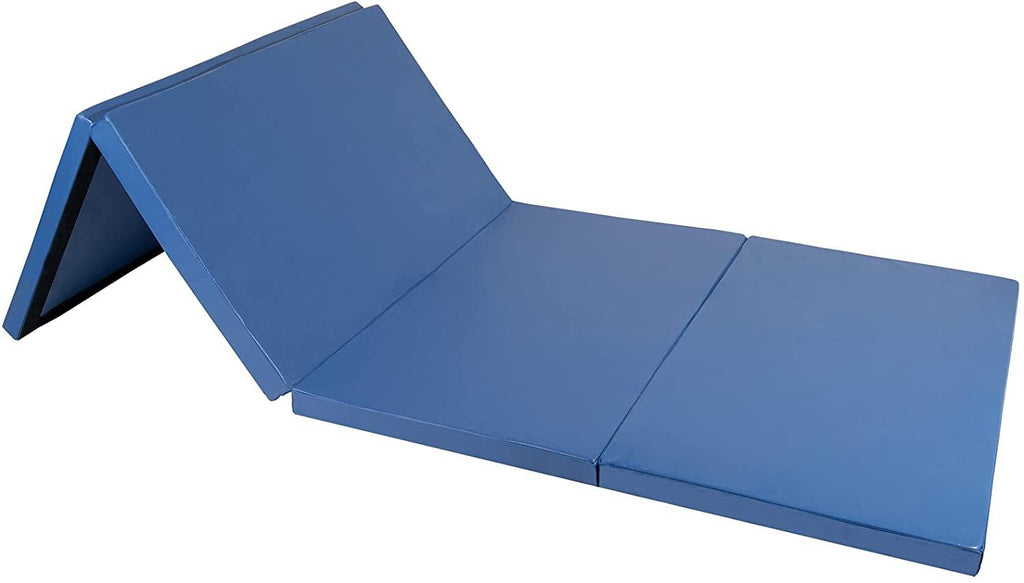 Polar Aurora 4'x8'x2'' Pu Leather Folding Gymnastics Gym Tumbling Exercise Martial Arts Mat Pad(Blue)