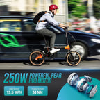 Macwheel 16" Electric Folding Bike, 7.5Ah Lithium-ion Battery, Top Speed 15.5mph, Dual Disc Brakes, Electric Commuter Bicycle for People Aged 14 to 65 (LNE-16)