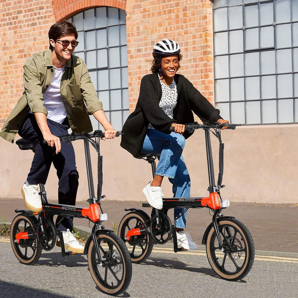 Macwheel 16" Electric Folding Bike, 7.5Ah Lithium-ion Battery, Top Speed 15.5mph, Dual Disc Brakes, Electric Commuter Bicycle for People Aged 14 to 65 (LNE-16)