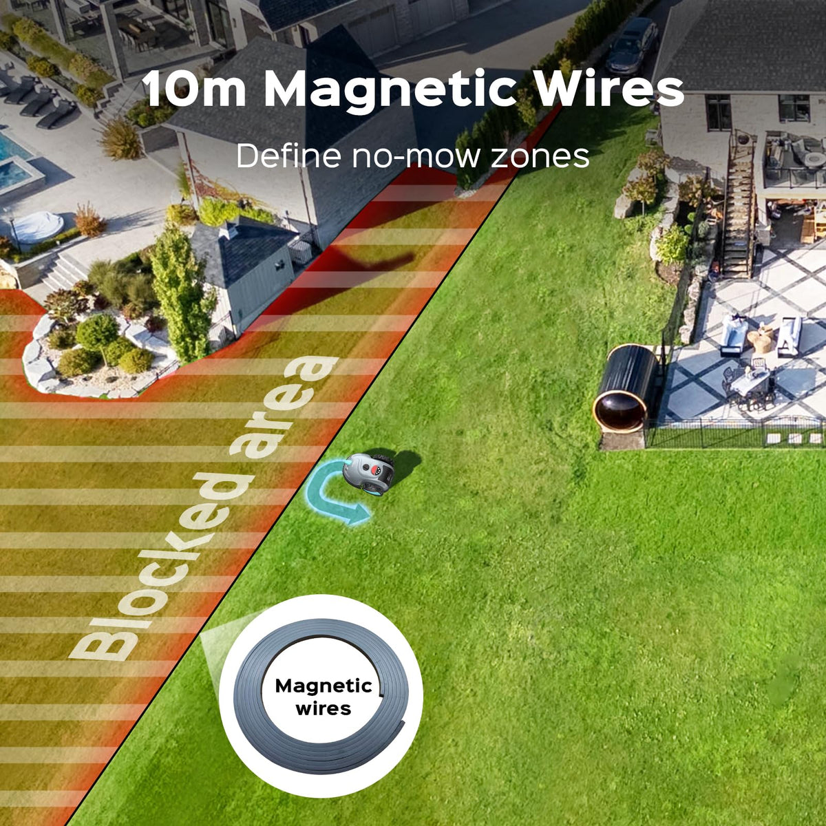 V100 Robot Lawn Mower with HD Vision Navigation, Smart Obstacle Detection, Collision Sensors, Adjustable Cutting Height, Low-Noise Operation—Perfect for Small Lawns up to 1,600 sq ft.