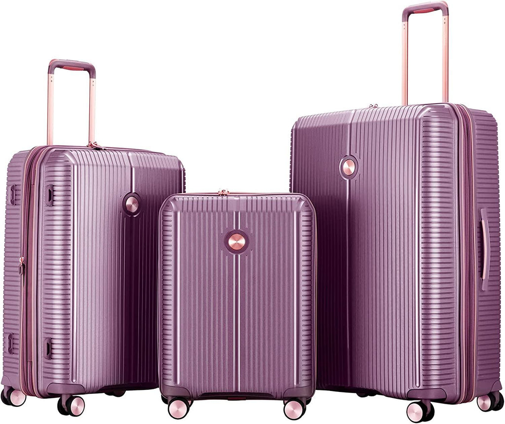 3 piece Luggage Sets,Expandable Hardside Suitcase with Spinner Wheels Luggage for Travel,TSA Approved (20/24/28-Inch,Purple)