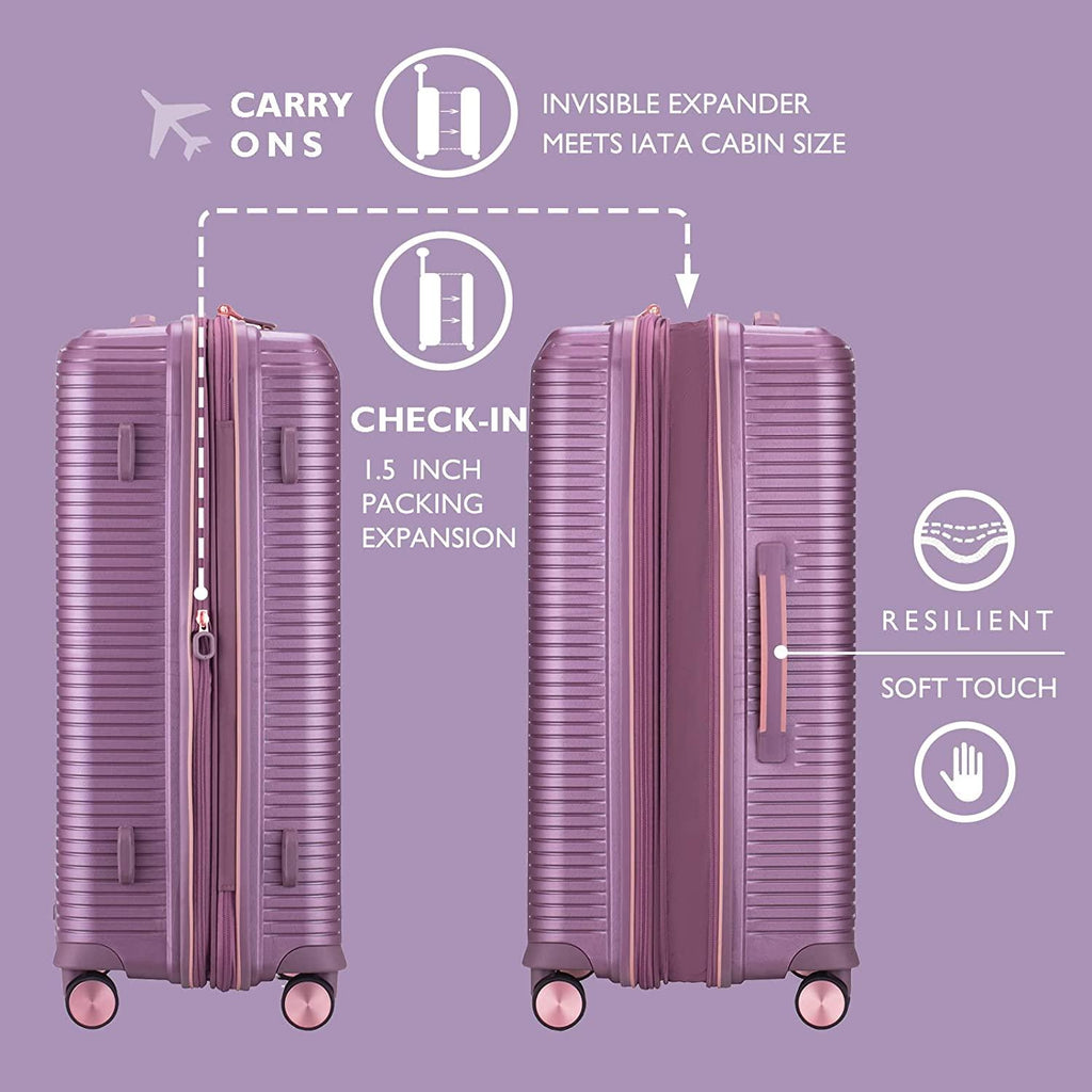 3 piece Luggage Sets,Expandable Hardside Suitcase with Spinner Wheels Luggage for Travel,TSA Approved (20/24/28-Inch,Purple)
