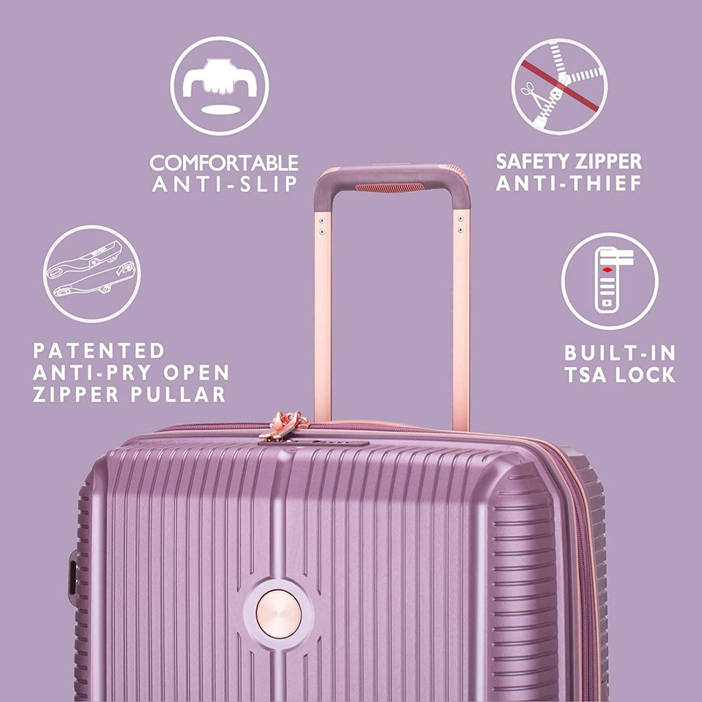 3 piece Luggage Sets,Expandable Hardside Suitcase with Spinner Wheels Luggage for Travel,TSA Approved (20/24/28-Inch,Purple)