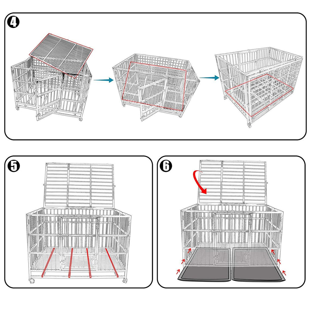 confote Heavy Duty  Steel Dog CaKennel Crate and Playpen for Training LarDog Indoor Outdoor with Double Doors &amp; Locks  Included Lockable Wheels Removable Tray No Screw