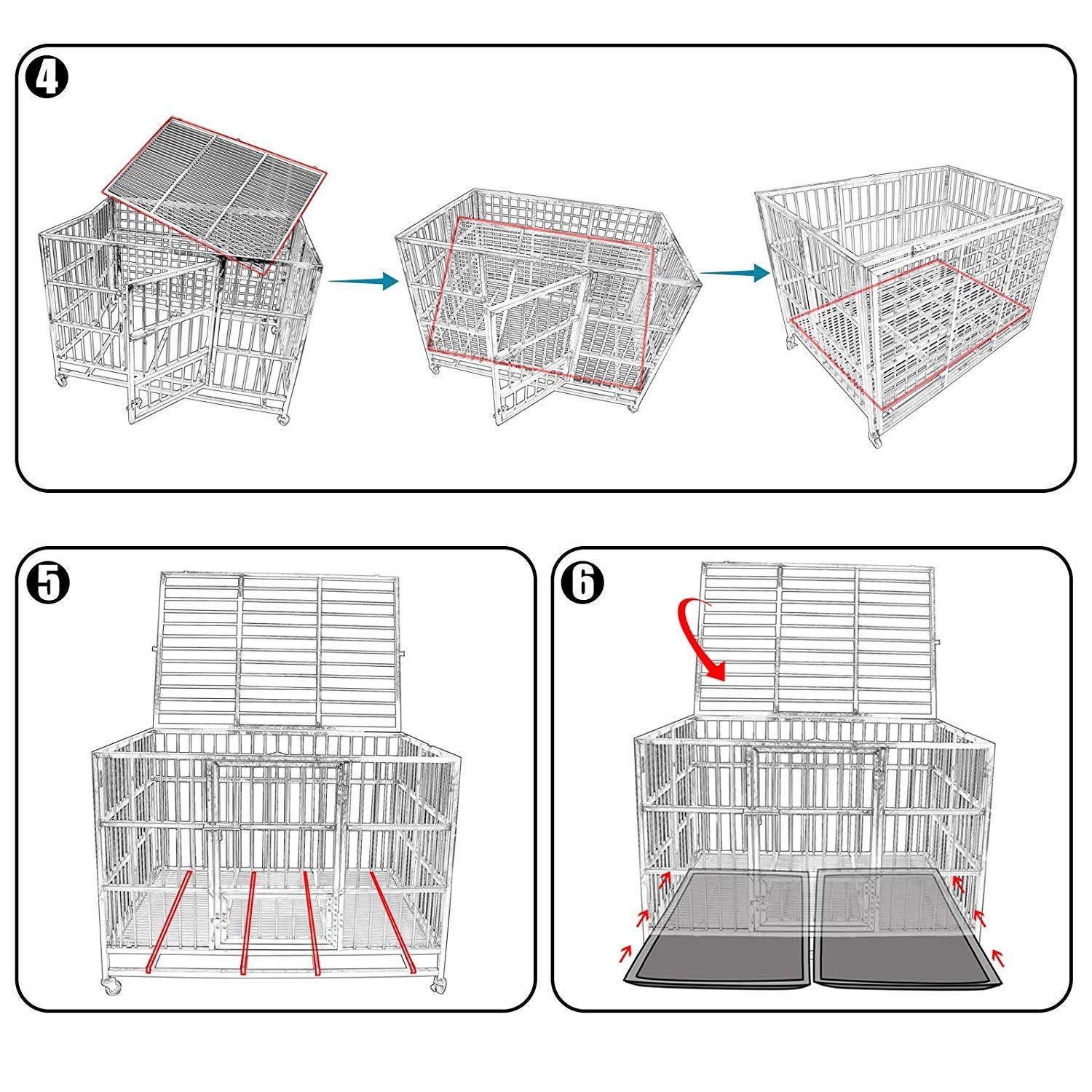 confote Heavy Duty  Steel Dog CaKennel Crate and Playpen for Training LarDog Indoor Outdoor with Double Doors &amp; Locks  Included Lockable Wheels Removable Tray No Screw