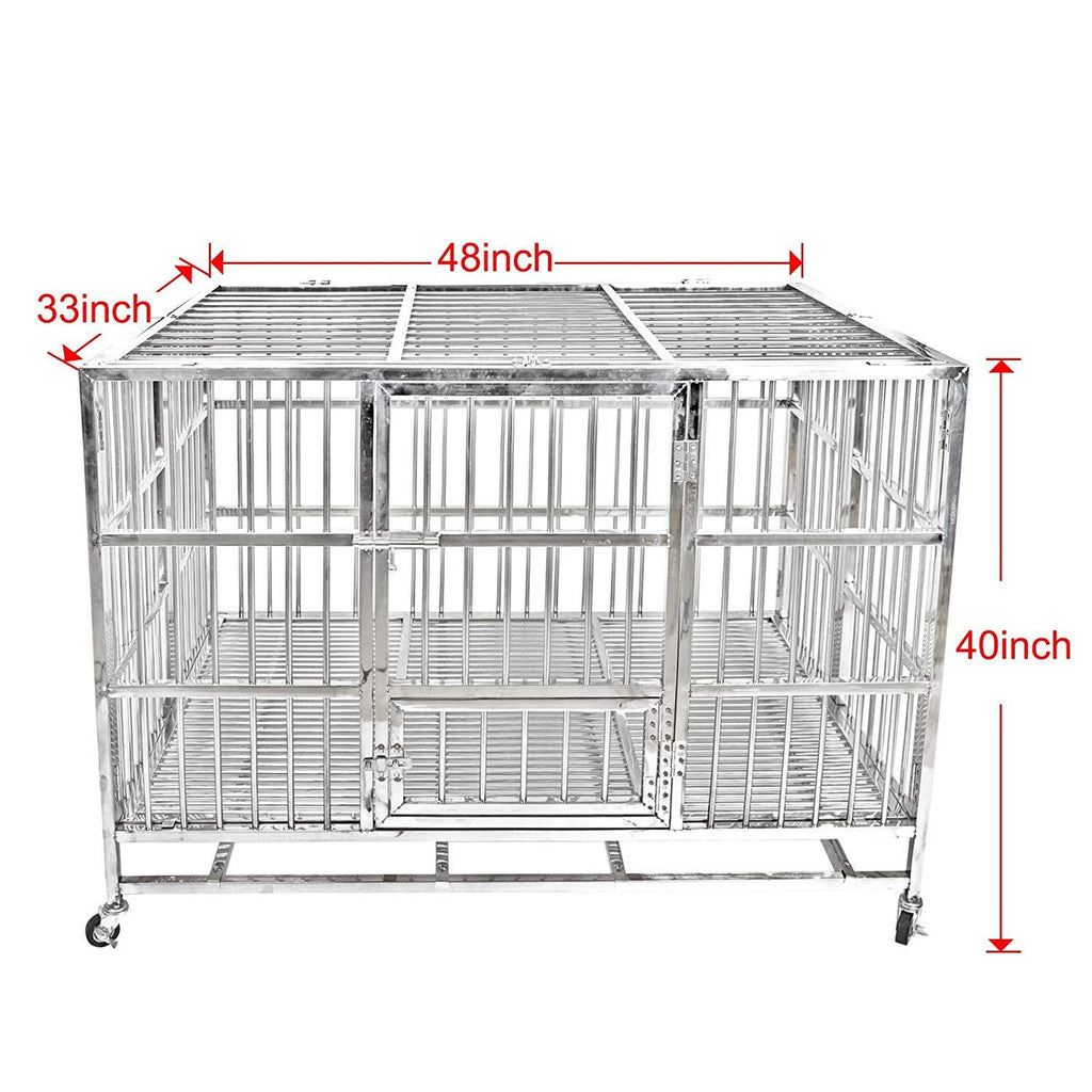 confote Heavy Duty  Steel Dog CaKennel Crate and Playpen for Training LarDog Indoor Outdoor with Double Doors &amp; Locks  Included Lockable Wheels Removable Tray No Screw