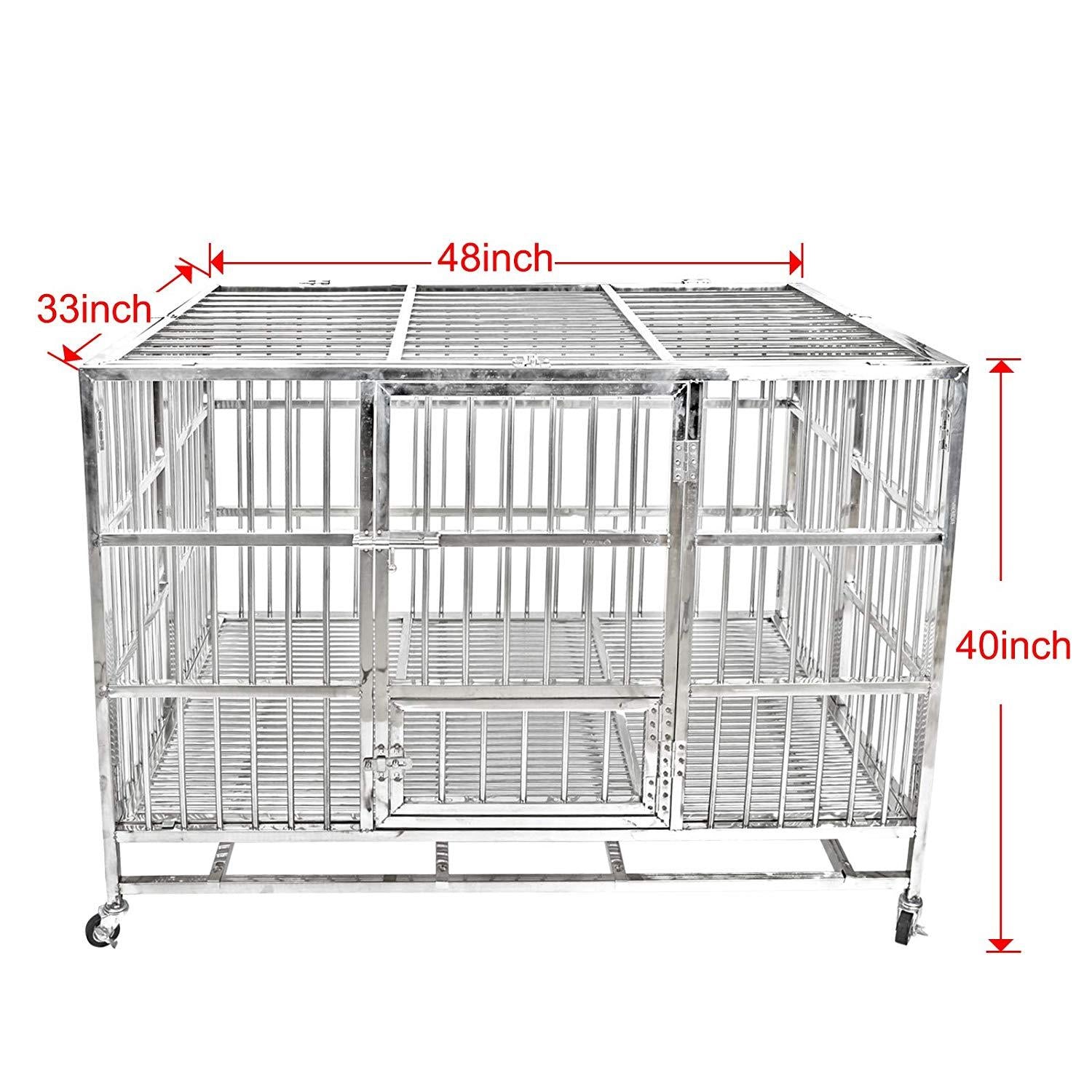 confote Heavy Duty  Steel Dog CaKennel Crate and Playpen for Training LarDog Indoor Outdoor with Double Doors &amp; Locks  Included Lockable Wheels Removable Tray No Screw
