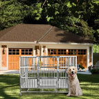 confote Heavy Duty  Steel Dog CaKennel Crate and Playpen for Training LarDog Indoor Outdoor with Double Doors &amp; Locks  Included Lockable Wheels Removable Tray No Screw