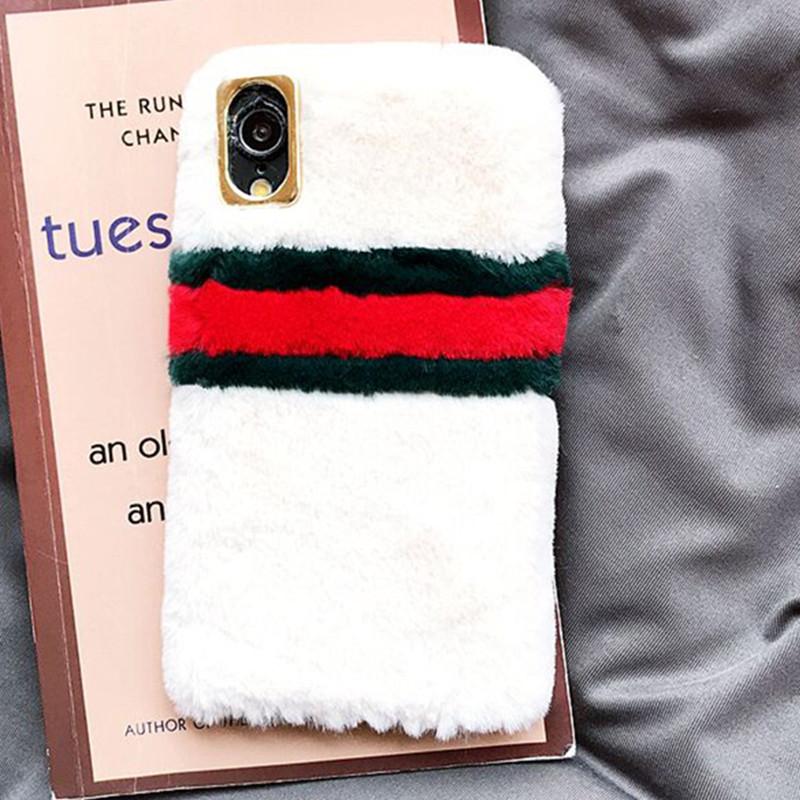 Phone Accessories - Creative Patchwork Stripped Color Fur Phone Case For iPhone Series