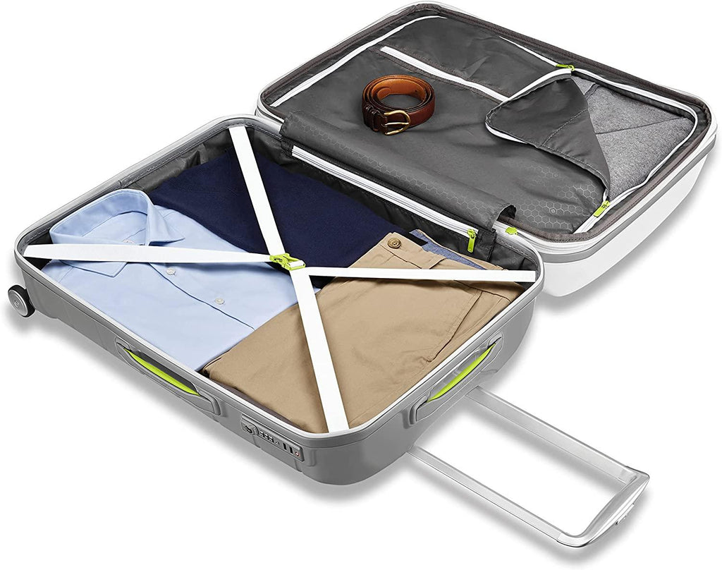 form Hardside Expandable with Double Spinner Wheels, White/Grey, Checked-Large 28-Inch