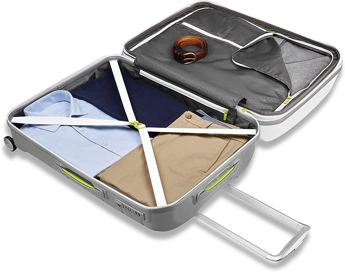 form Hardside Expandable with Double Spinner Wheels, White/Grey, Checked-Large 28-Inch