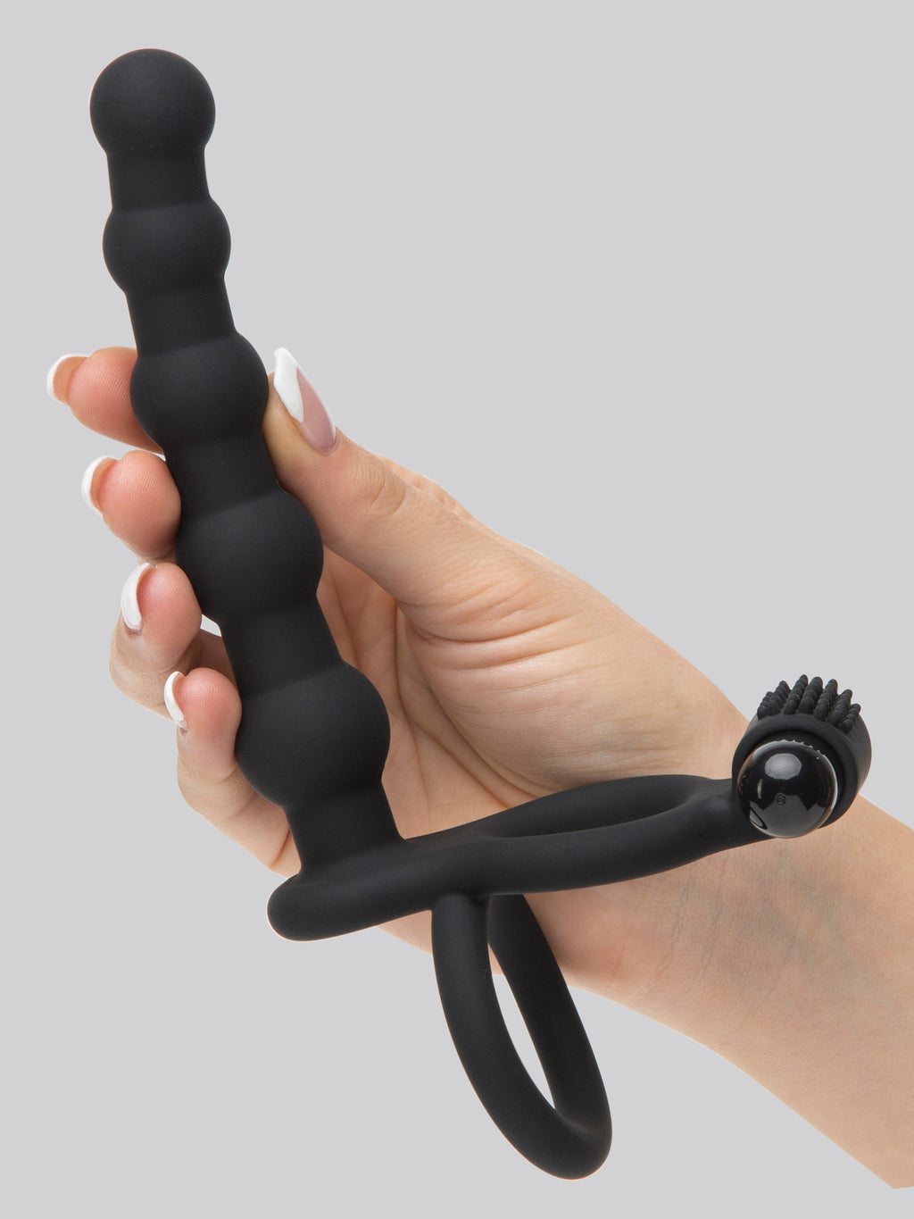 Lovehoney Double Fun Vibrating Beaded Double Penetration Strap-On, Black