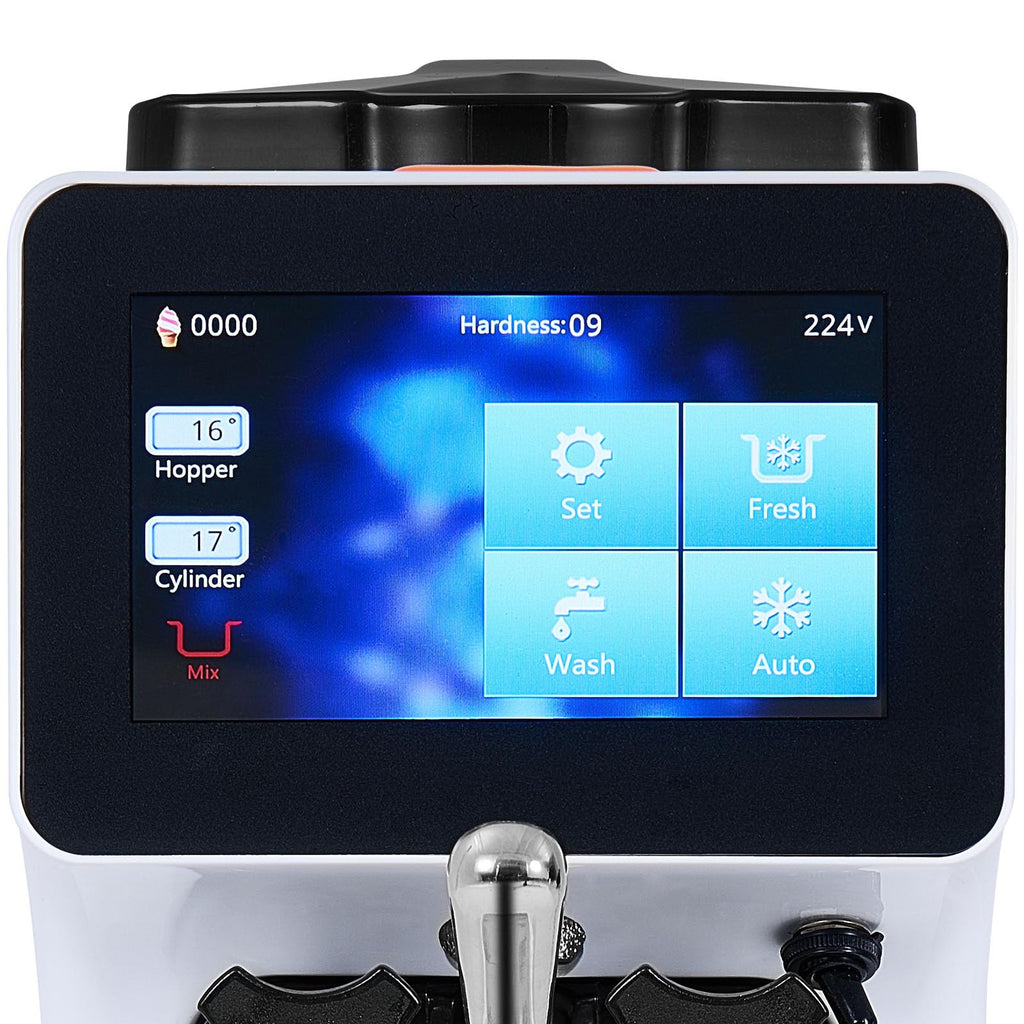 Commercial Ice Cream Machine, 1000W Single Flavor Soft Serve Ice Cream Maker, 10.6 QT/H Yield, 4L Hopper & 1.6L Cylinder, Touch Screen, Auto Clean & Pre-Cooling, Countertop Restaurant Snack Bar