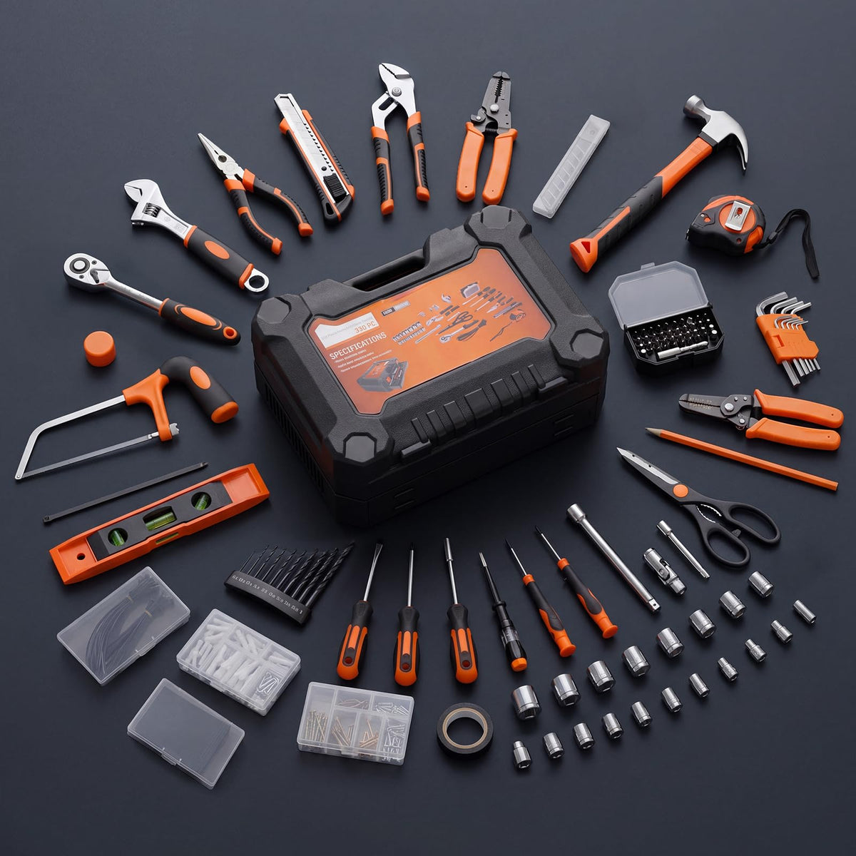 330-Piece Complete Homeowners Tool Box Set with Pull-Out Drawer | Durable Tool Kit, Versatile Home Repair Tool Kit for Auto & Household, DIY Projects
