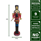 48 in. Red Resin Christmas Nutcracker Toy Soldier Playing the Drums with LED Lights