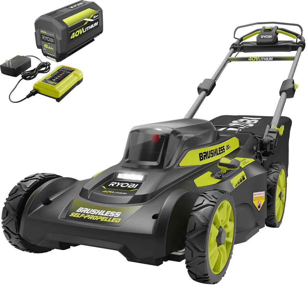 RYOBI Self-Propelled Lawn Mower 20 in. 40V Adjustable Speed Brushless Motor