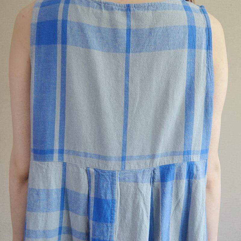Summer Casual Plaid Loose Large Size Sleeveless Dress