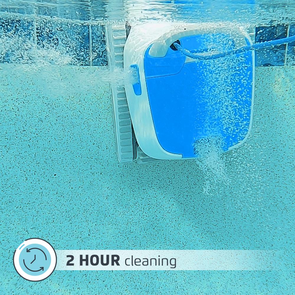 dolphin proteus dx4 robotic pool [vacuum] cleaner - ideal for in ground swimming pools up to 50 feet - powerful suction to pick up small debris - extra large easy to clean top load filter basket