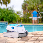 dolphin proteus dx4 robotic pool [vacuum] cleaner - ideal for in ground swimming pools up to 50 feet - powerful suction to pick up small debris - extra large easy to clean top load filter basket
