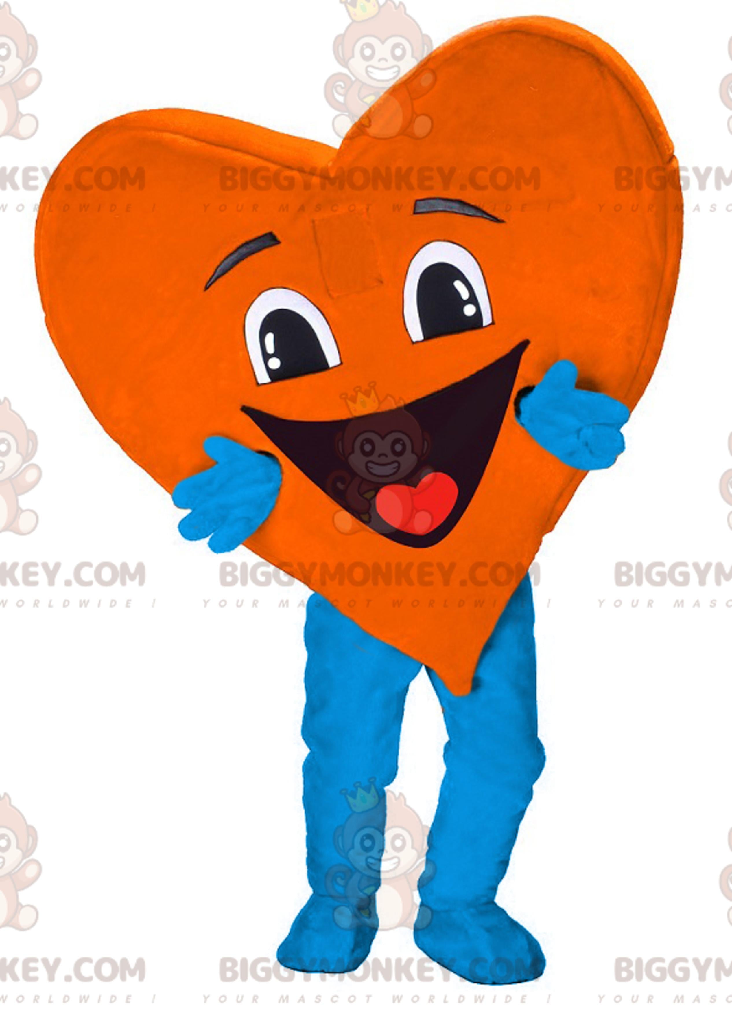 BIGGYMONKEYmascot costume in the shape of a very smiley heart. Heart BIGGYMONKEYMascot Costume